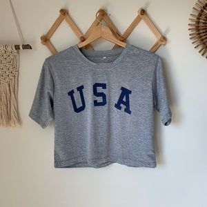 USA SHEIN Gray crop top Casual Cool tee shirt
